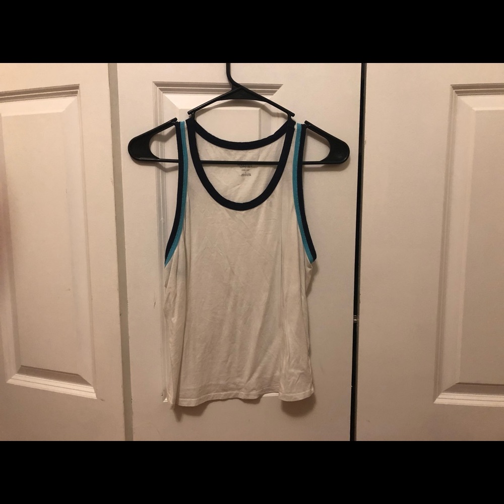 Large white tank with blue trim  from Target